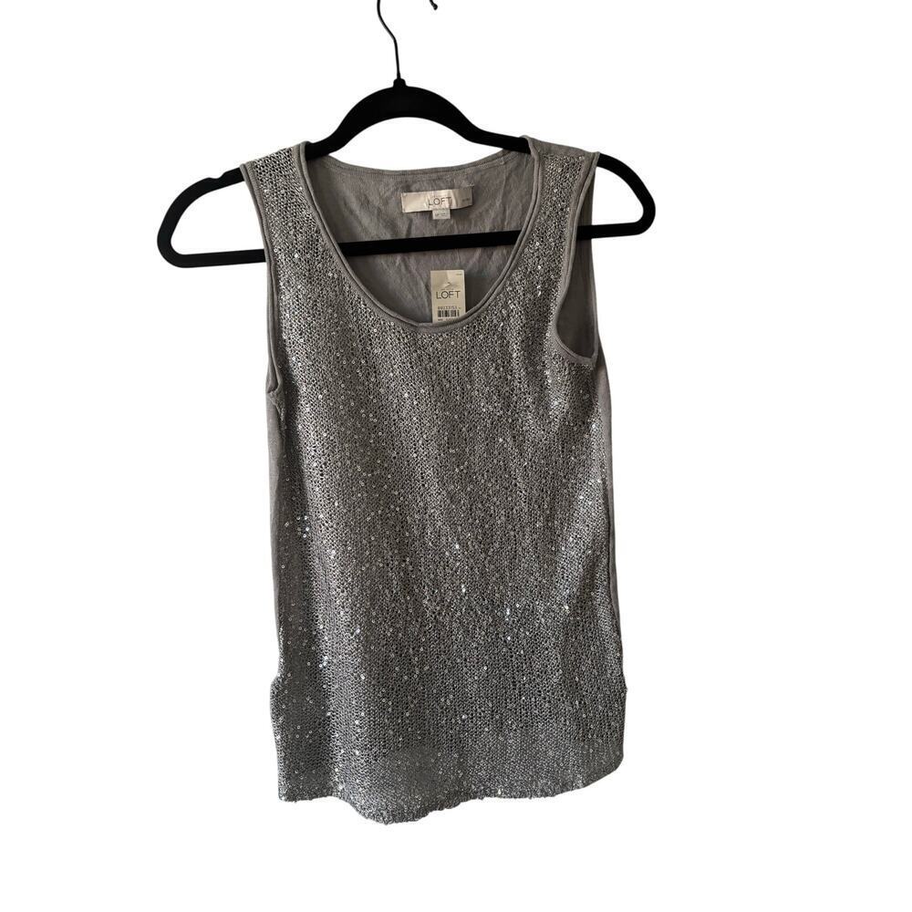 Loft Silver Sequin Cocktail Top